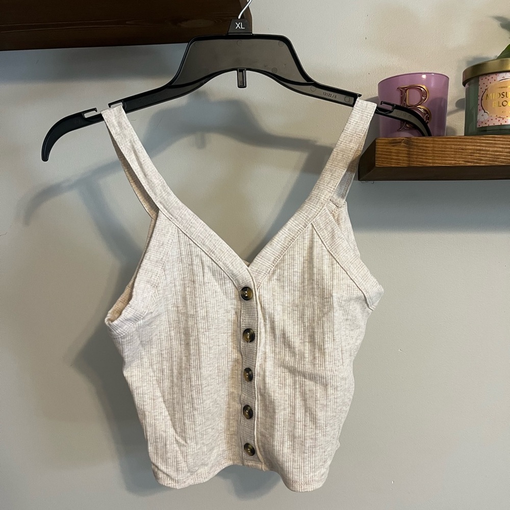 Tan Button up Tank Top